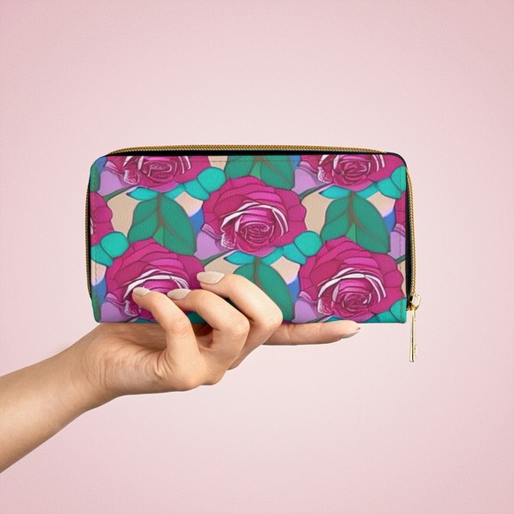 Custom wallet flower wallet Zipper Wallet - Picture 6 of 7